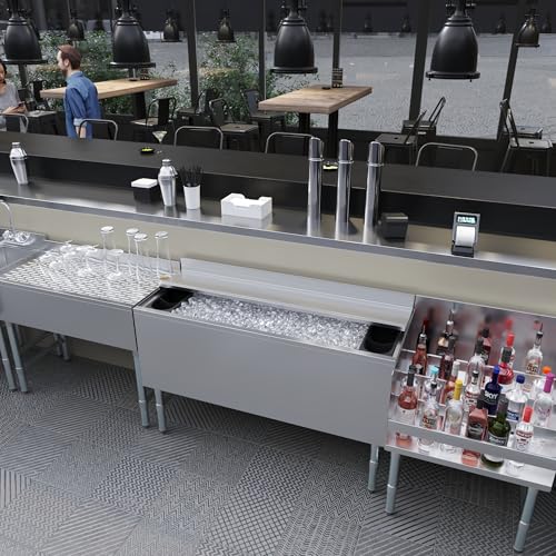 Image of AmGood 18.5 in. x 48 in. Underbar Ice Bin with Sliding Lid | NSF | Stainless Steel Ice Chest with Sliding Lid