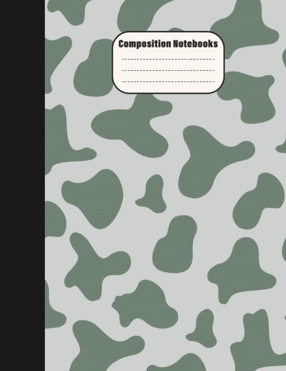 Composition Notebook: Sage Green Cow print "8.5 x 11" (120 Pages) | Blank Thin Lined Workbook for ... Students,Study Notes
