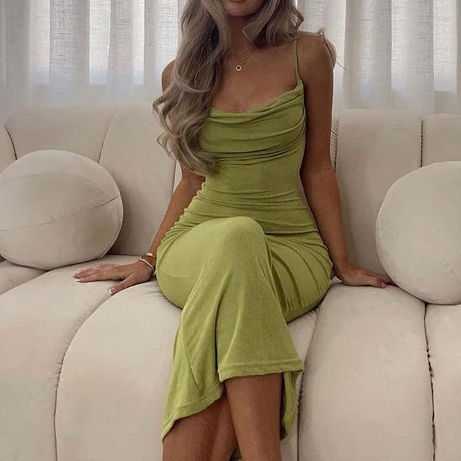 Women's Sexy Backless Maxi Dress Bodycon Elegant Ruched Sleeveless Evening Dress Long Cocktail Party Dress - Image 2