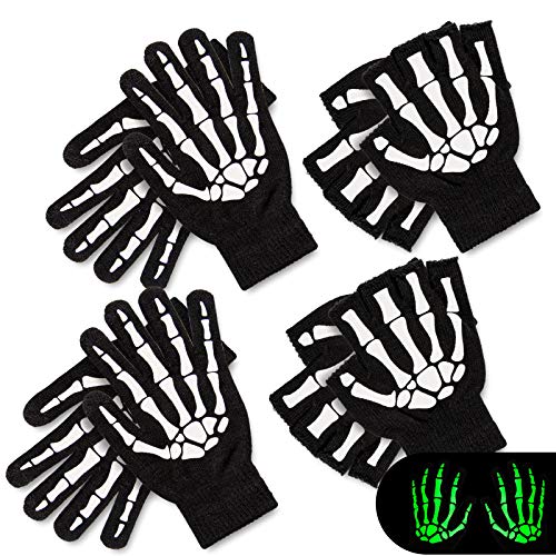 Gants tricotés squelette unisexe pour cadeaux de fête et déguisements
