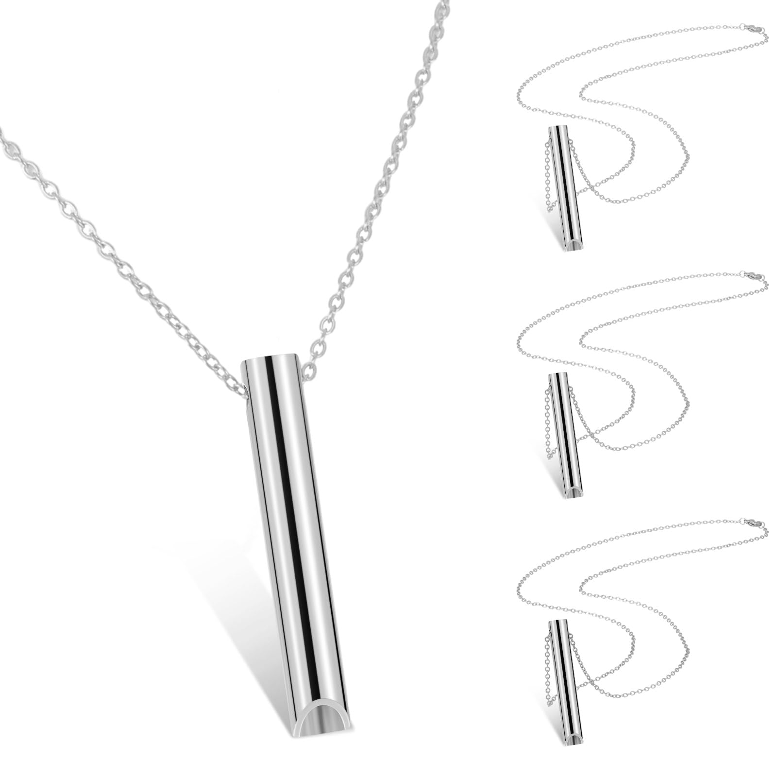 Photect 4 Pcs Anxiety Relief Necklace, Mindful Breathing Necklace Stainless Steel Portable Deep Breathing Exercises Necklace for Men Women Meditation Stress Relief