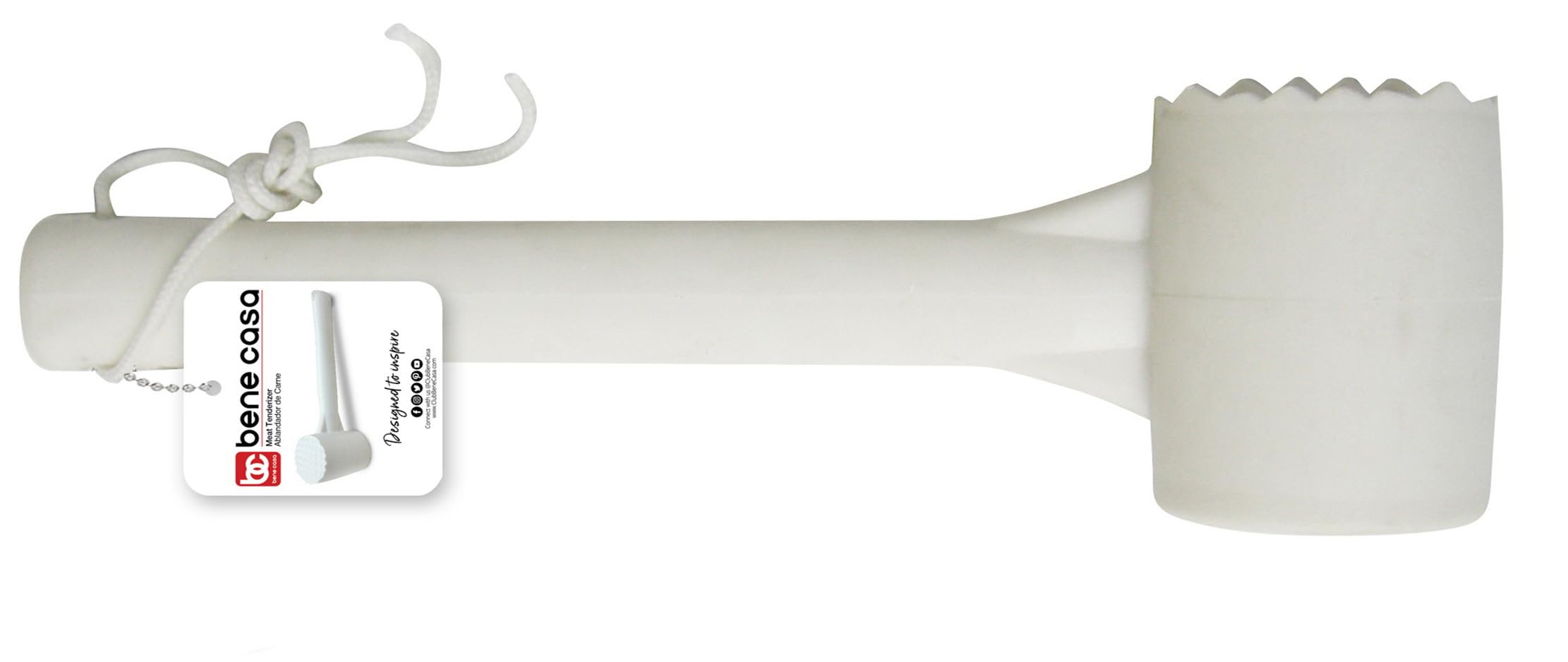 Bene Casa plastic Meat Tenderizer, 10-inch long Meat Tenderizer, Smooth and Textured Tenderizer. Easy grip, easy clean, Flatten and Tenderize.