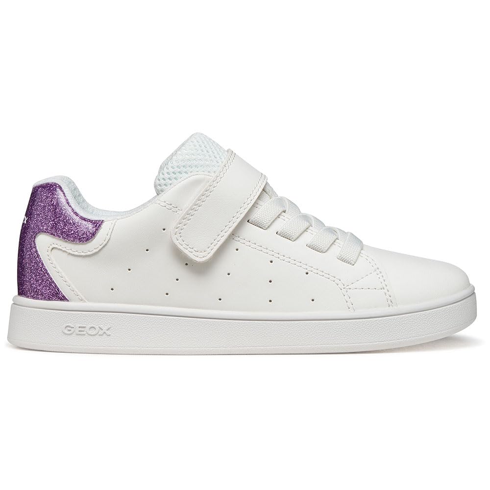 Geox Girl's J Eclyper Sneaker, White Lilac, 1.5 UK