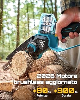 SEESII 6 & 8 Motosega a Batteria, 1000 W Brushless Mini Motosega con 2 * 4000 mAh Batterie, Elettrosega con Lubrificazione Automatica, Sega Elettrica Potatura per Legno, Rami
