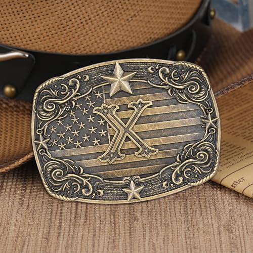 Image of Western Belt Buckle for Men Women Initial Letter A to Z Cowboy Belt Buckle Texas Buckle hebillas vaqueras para hombre