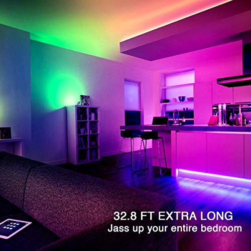 Phopollo Led Lights 32.8Ft Long Led Strip Lights For Bedroom Color Changing Luces Led Para Decoracion Habitacion Rgb Diy Color Option With Power Supply And Remote #TOP4
