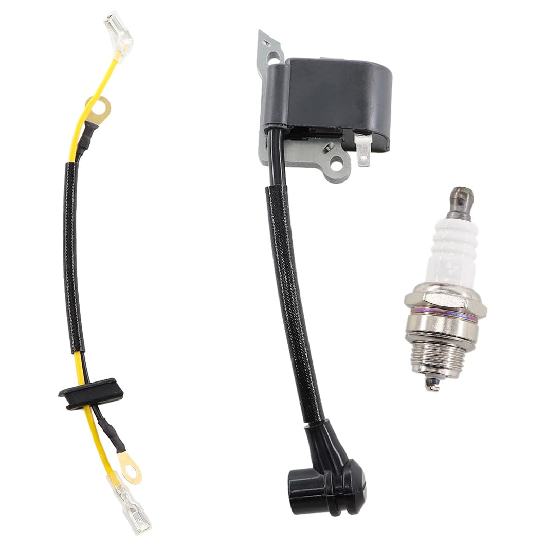 MCHNIC Ignition Coil with Spark Plug for Husqvarna 36, 41, 136, 137, 137E, 141, 142, 142E, 235, 240, 236, 235E, 236E