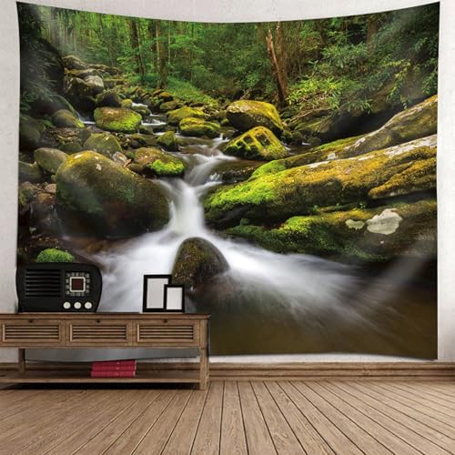 Tapisserie tenture nature moderne aux couleurs intenses motif étang pour décoration murale