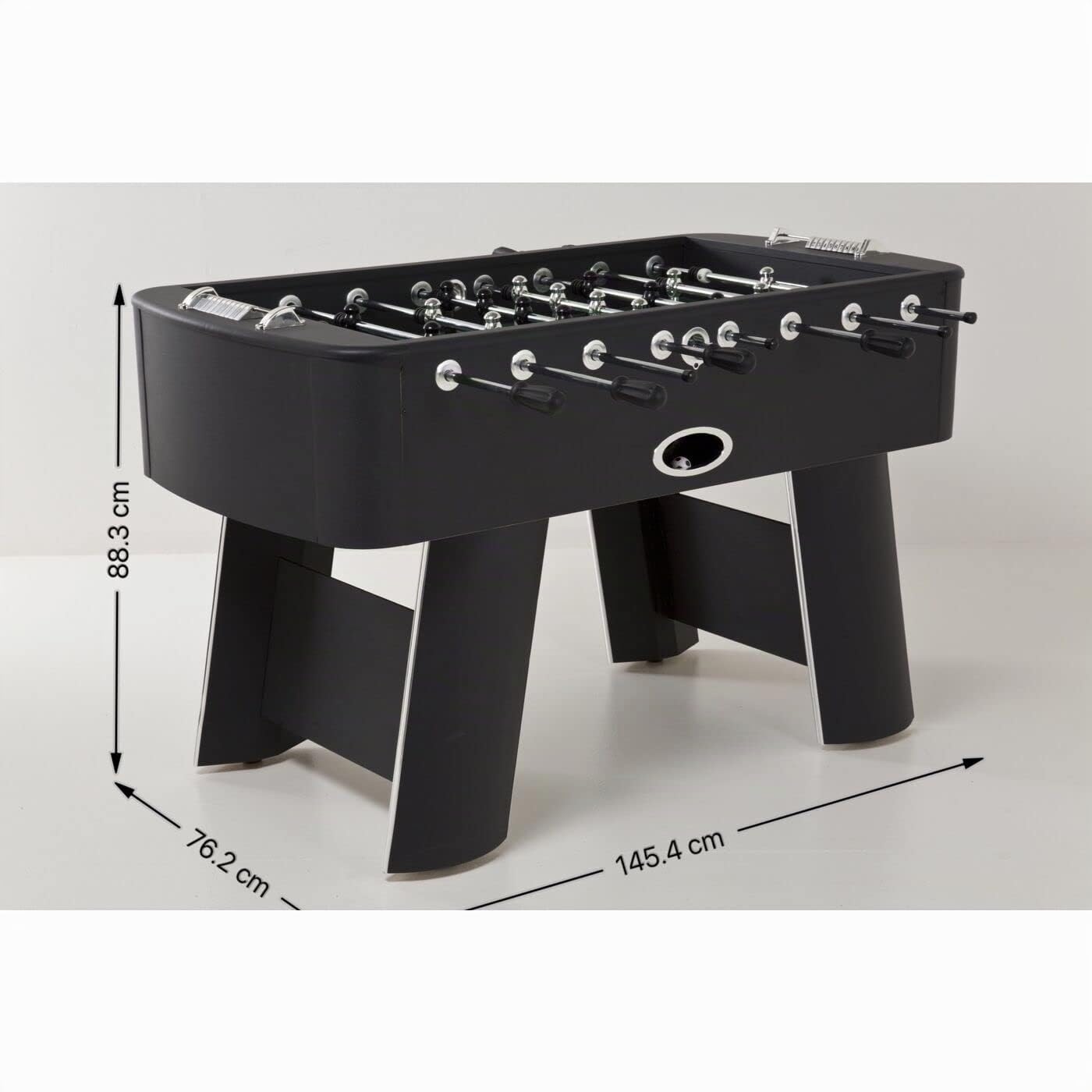 Kare Design Kicker Style , Calcio da Calcio, con 4 Palline, Nero/Argento, 90x125x145 cm (AxLxP)