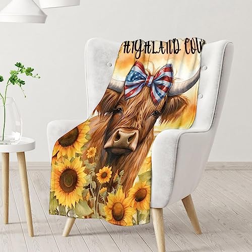 Mercuryelf Highland Cow Throw Blanket - Soft, Fuzzy & Warm - 30x40 Inches Small Blankets for Lap, Crib - Colorful Rustic Throws Gift for Highland Cow Lovers