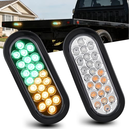 Image of Nilight Strobe Lights 2PCS 6Inch Oval 24LED Amber Green Warning