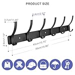 Coat Rack Wall Mounted,6 Coat Hooks for Hanging Coats,Metal Double Hook Rack Hook Rail,Coat Rack with Hooks,Wall Mount Coat Hanger for Hat Towel Purse Robes (2 Pack Black, 6 Hooks) - Image 2