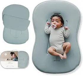 Snuggle Me Baby Lounger Curve (0 a 6 meses) - Algodão orgânico premium com núcleo de espuma, capa lavável na máquina, espreguiçadeira infantil macia e respirável com bolsa de viagem (76 x 50 x 4,8 cm