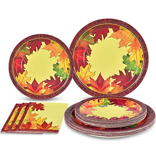 Homlouue 200 Pcs Thanksgiving Plates And Napkins Fall Leaves Paper Plates Thanksgiving Decorations Party Supplies For 50 Guests Includes 50 Dinner Plates 50 Dessert Plates 100 Napkins #TOP22