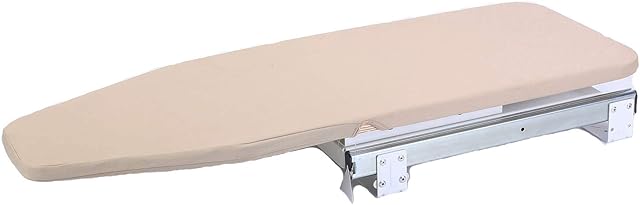 Tcatec Retractable Pull Out Ironing Board with Cabinet Built in Fold Down Iron Board Drawer Mounted with Padding Cover for Space Saving 82 * 31CM