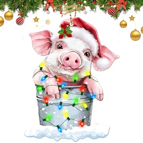 Funny Christmas Ornaments 2025, Pig Christmas Ornament, Pig Christmas Decoration,Pig Ornaments for Christmas Tree, Pig Gifts for Pig Lover (Cute Pig)