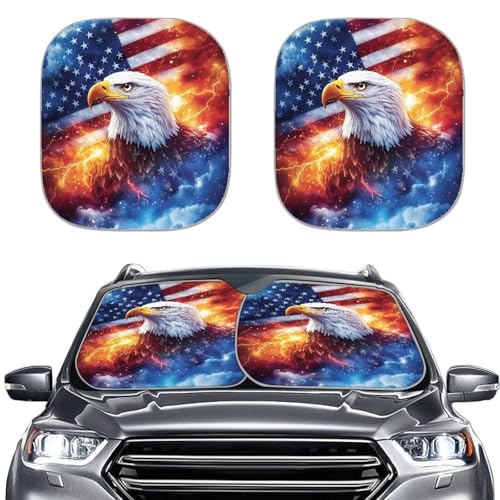 Image of Eagle Car Front Windshield Sun Shade 2 PCS Windshield Cover Foldable Automotive Interior Accessories for Sun Protection Heat Reflector-Keep Your Vehicle Cool