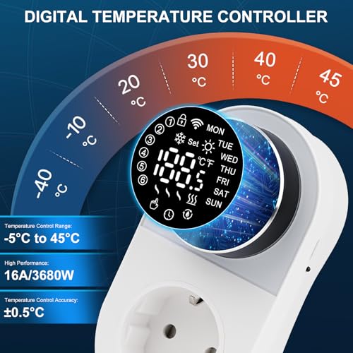 Régulateur de température numérique WiFi 220V avec écran LED et mode double inversion