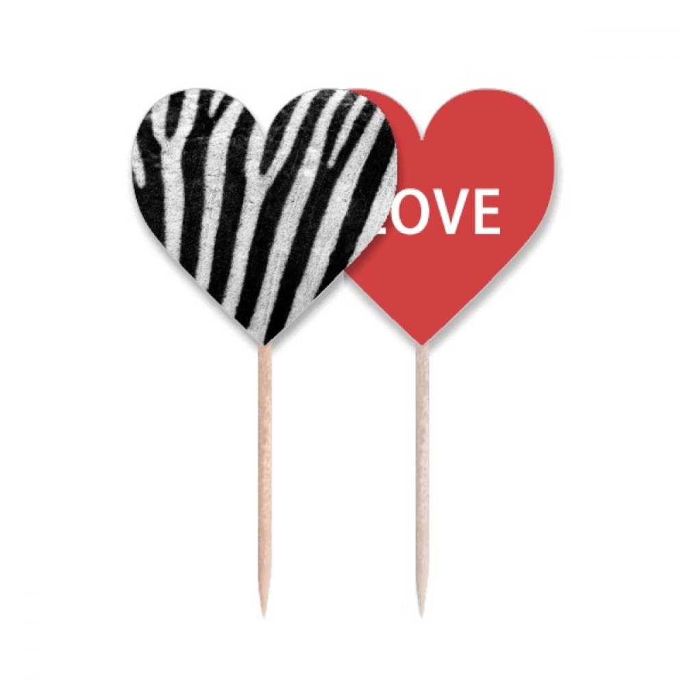 Cure-dents Drapeau Love Heart en bois pour décoration de cupcake et buffet de fête