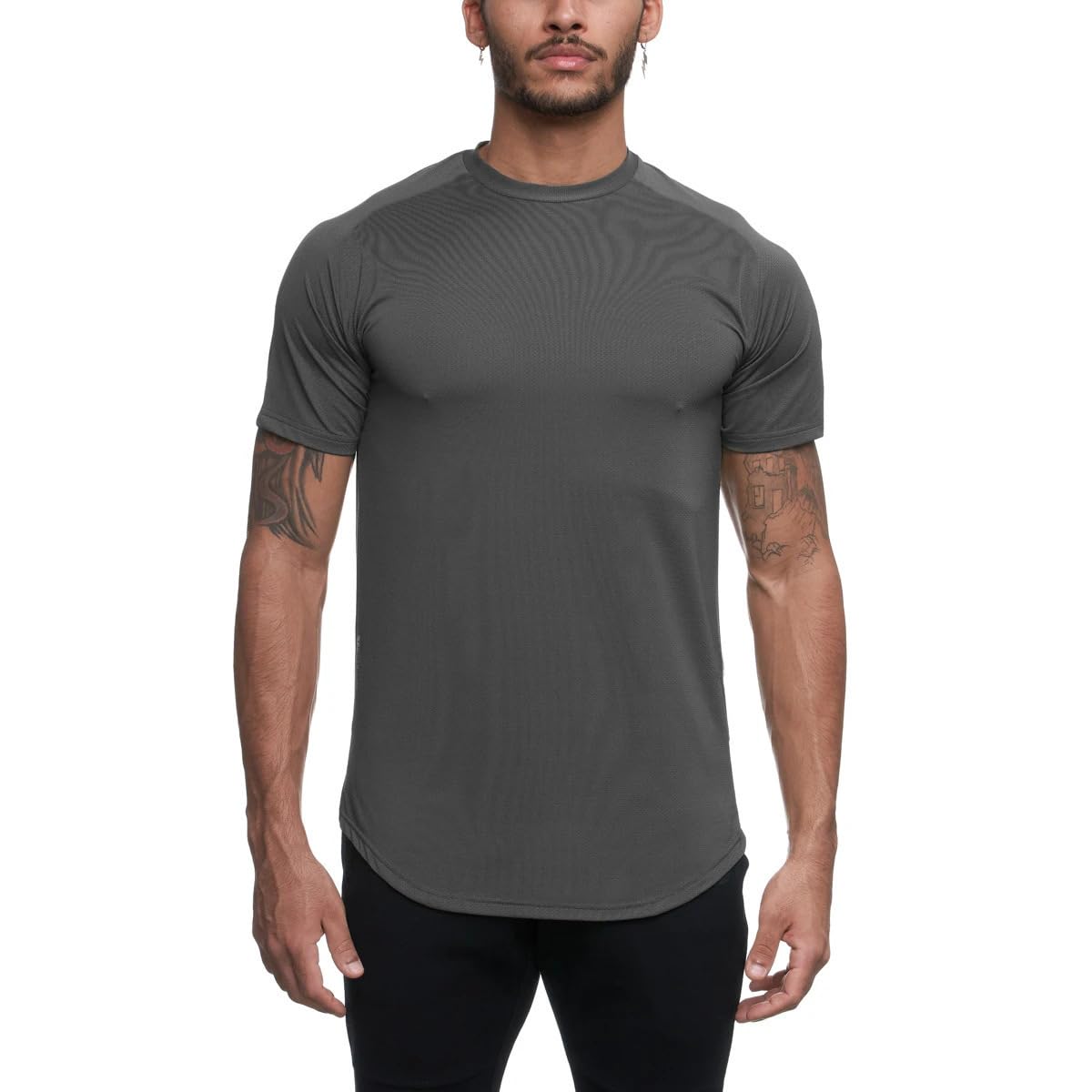 OWLKAY Men Sport Tshirts Functional Shirt Men Quick Drying Breathable Training Shirt Fitness Running Shirt Short Sleeve Round Neck Men Running Shirt