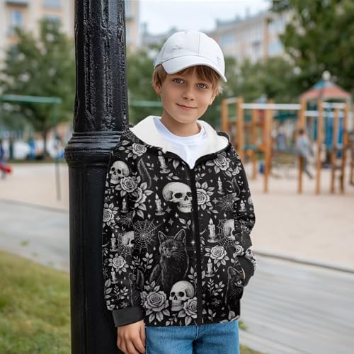 Halloween Sweatshirt Hooded Fleece Hoodie Zip-Up Cardigan Sweatshirts Zipper Jacket for Boys Girls4
