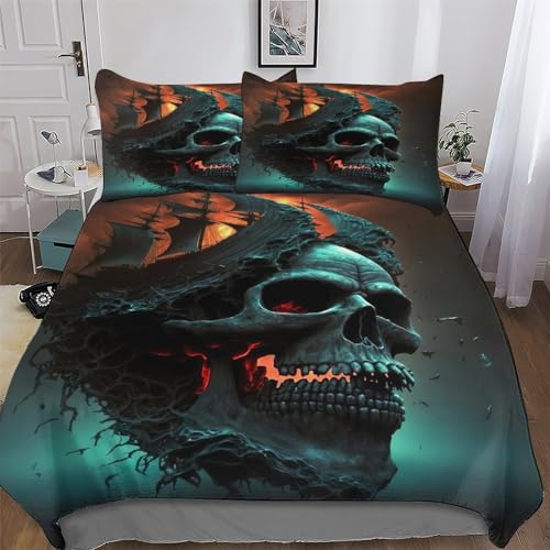 Crâne parures de lit king housse de couette 220x240cm enfants adultes - 2