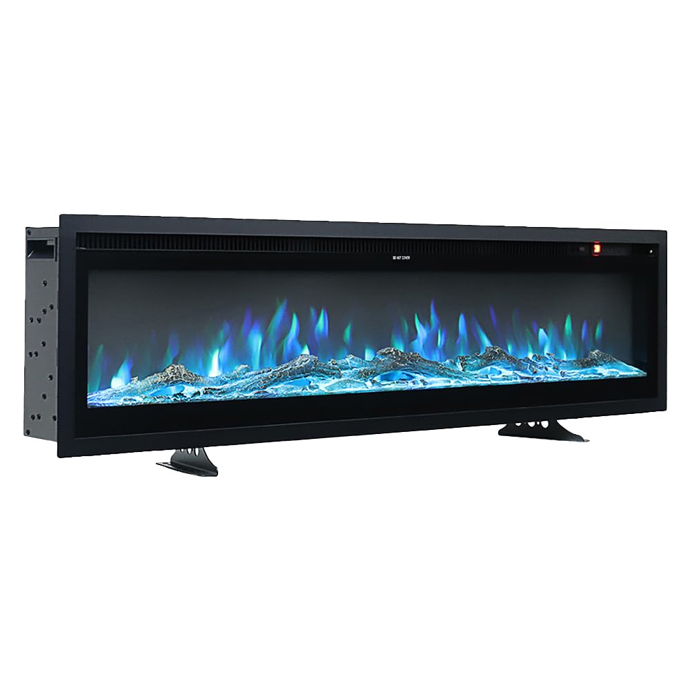 WarmieHomy 3 IN 1 Electric Fire Wall Mounted/Recessed/Freestanding 40"/102CM Electric Fireplace with Remote Control, 9 LED Color Flame Effect Media Wall Fireplace, Crystal & Log Set, 900W&1800W