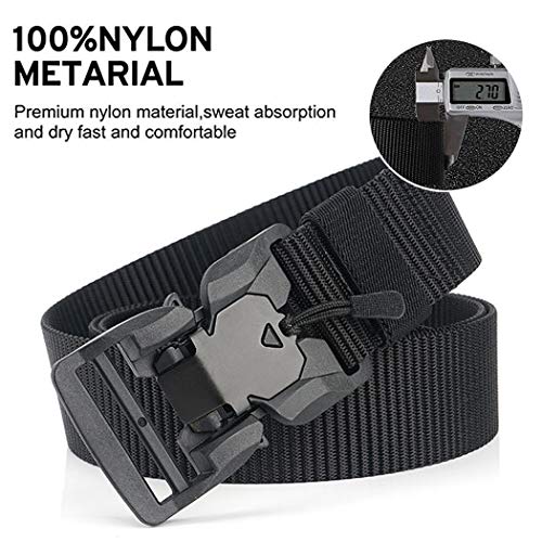MOZETO Nylon Belt, Tactical Military Style Quick Release Work Belt, Outdoor Hiking Casual Web Belts for Men V-Ring Magnetic Buckle