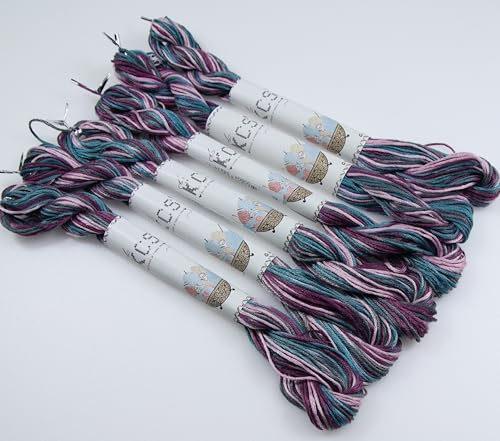 Image of KCS Big skeins of 25 Meters Size 25 Color Variegated Cross Stitch Stranded Threads,6 skeins,4514