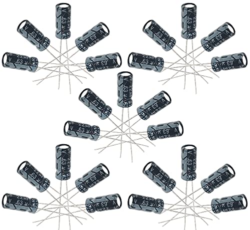 UMTMedia® 25 Pieces 22uF 63V Radial Aluminium Electrolytic Capacitor ±20% 105°C