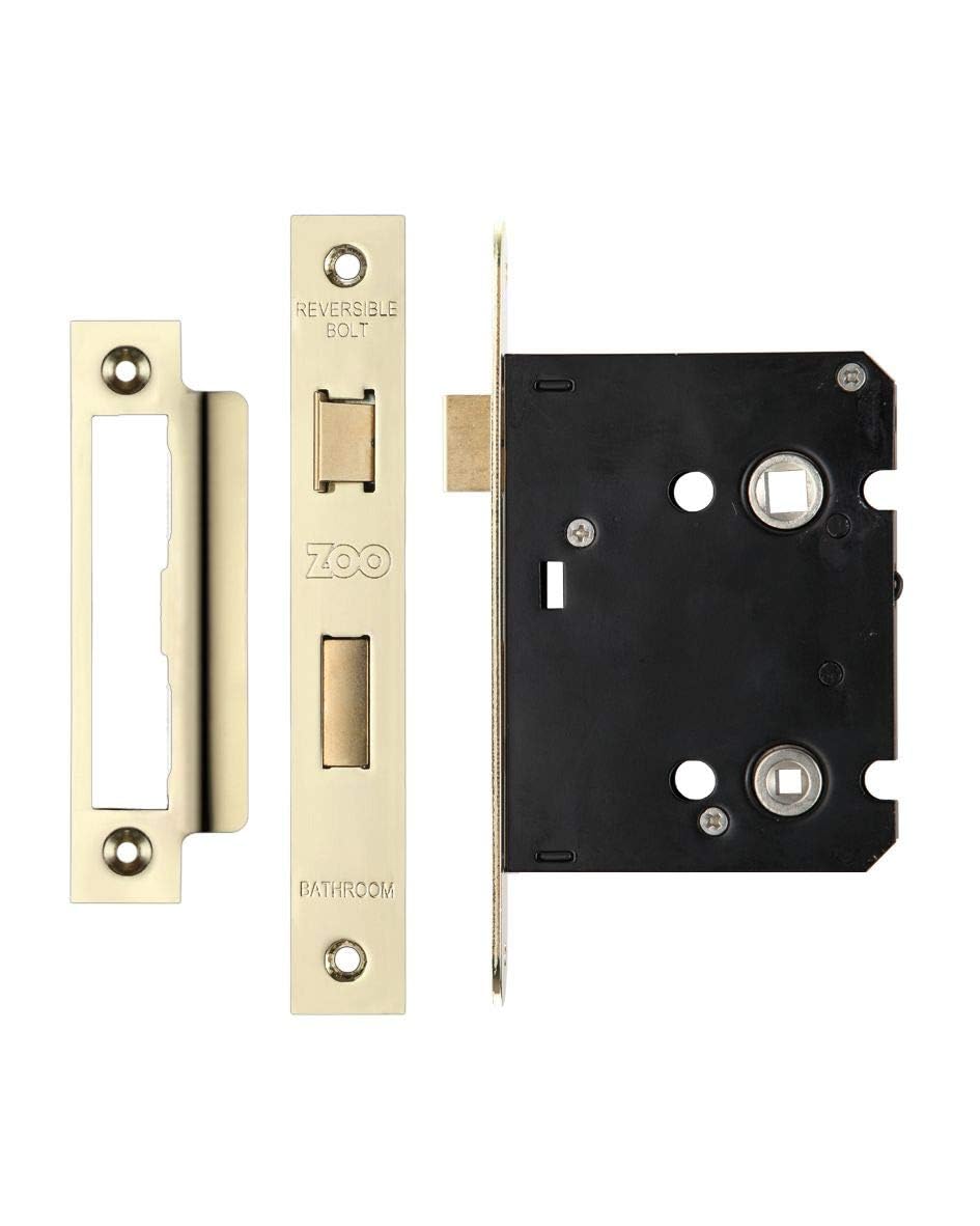 ZBC75PVD 75mm Mortice Bathroom Lock Polished Brass