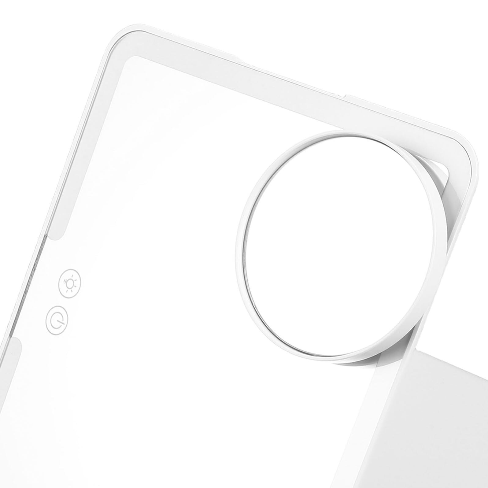 PATKAW Espejo de Maquillaje con Luz LED Portátil, Aumento 10x, Luz White Ajustable, Capacidad 1500mah, Material Abs y Espejo de Aluminio para Viajes y Uso en Casa