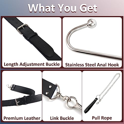 Image of Bondage Collar Anal Hook Sex Leash Bondage Harness Set with Adjustable Handcuffs & Chain Leash Collar SM Adult Toys Sex Game Accessories (New Anal Hook Set)