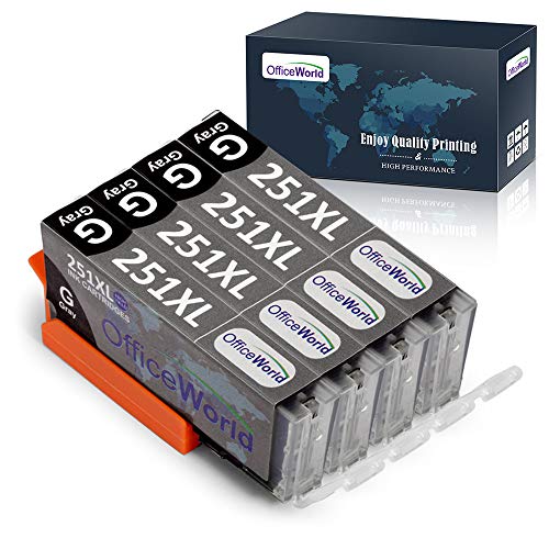 OfficeWorld Compatible 250 251 Gray Ink Cartridge Replacement for Canon 251XL CLI-251 GY Gray, Compatible with Canon MG6320 MG7120 MG7520 IP8720 Printer