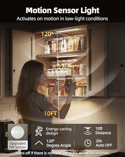 6-Pack Under Cabinet Lighting Wireless, 1800mAh Rechargeable Motion Sensor Light Indoor, Magnetic Closet Lights, Dimmabl - Additional View