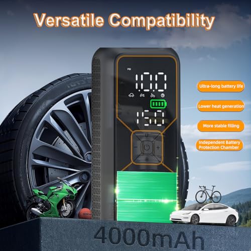 Image of Tire Inflator Portable Air Compressor, 150 PSI Auto Car Tire Air Pump for Motorcycle Bike Ball