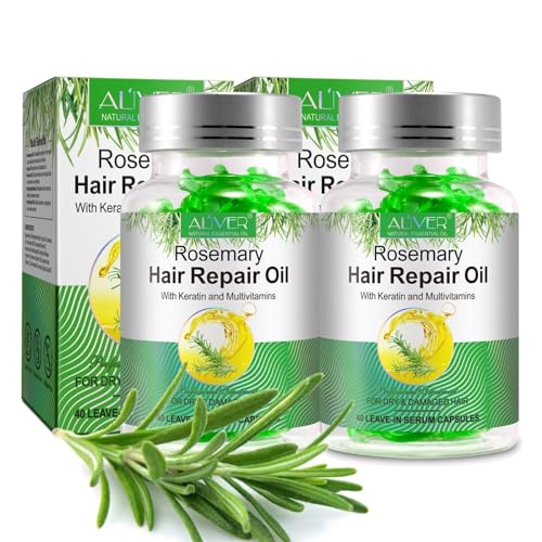 P-Beauty cápsulas de aceite de romero bio con biotina y queratina - 80 cápsulas de uso externo, aceite capilar para el crecimiento del cabello y el cuidado del cuero cabelludo - aceite esencial