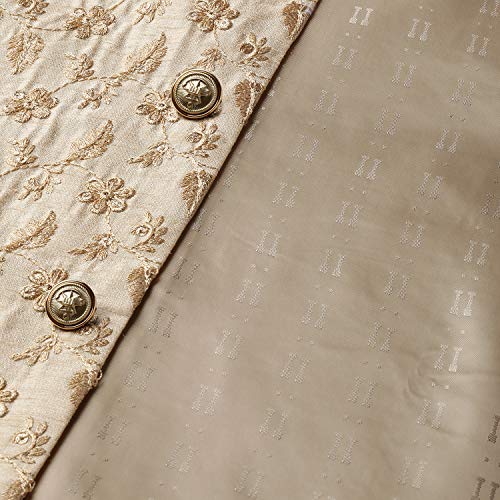 Sojanya (Since 1958 Men'S Silk Blend Off White Kurta Pyjama & Beige Nehru Jacket Combo4