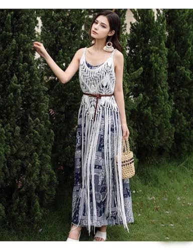 Women's Hippie Beach Swimsuit Cover Up Sexy Crochet Bikini Cover Summer Pool Swimwear Tassel Dresses4