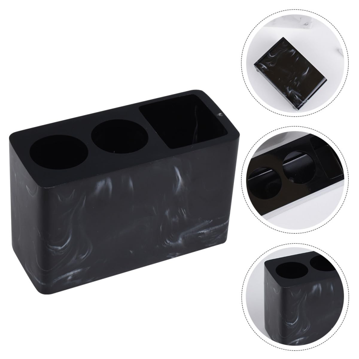 ibasenice Portacepillos de Dientes de Resina Negro Diseño Elegante para Baño, Soporte para Pasta de Dientes y Almacenamiento, Mantiene Limpio y Organizado el Tocador