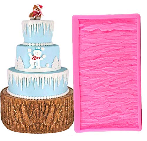 BUSOHA Tree Bark Texture Cake Fondant Mold, Wood Bark Fondant Impression Mat, Cake