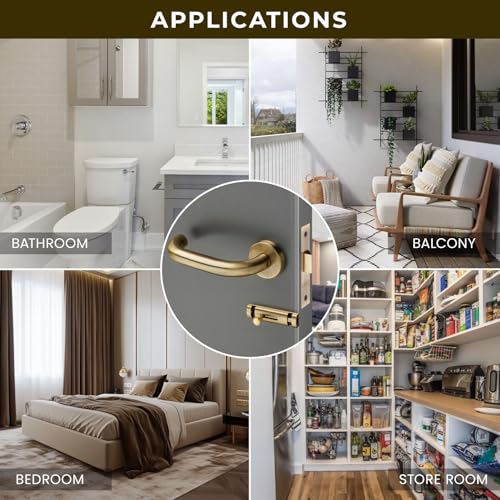 Image of LAPO Bathroom Door Lock Set | 45x45mm Lock Body | Keyless Brass Latch | Supports 30-50mm Thickness | Antique Finish | Left-Right Compatible | Easy Screw Fitting | 3 Years Warranty | CMH-6T