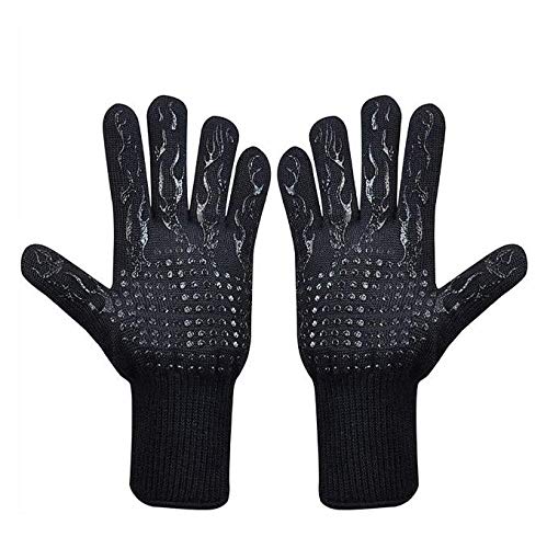 Gloves BBQ, Oven Mitts Heat Resistant 932 °F Long Forearm Protection for BBQ Grilling Cooking Black