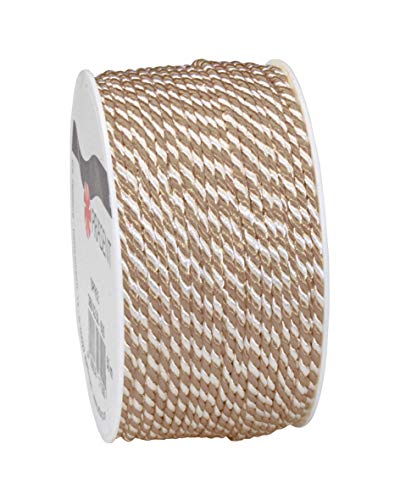 Image of Prasent - Spree Cord Ribbon Taupe-White 50 m Length - 2 mm Width