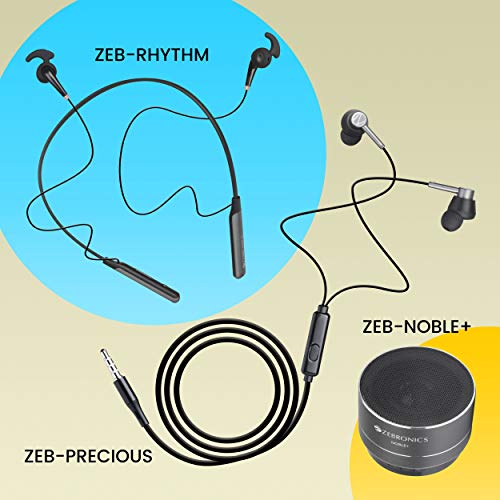 Image of Zebronics Combo Product Zeb-Noble Plus Bluetooth Supporting Speaker,Zeb-Rhythm Wireless Earphone And Zeb-Precious Wired Earphone