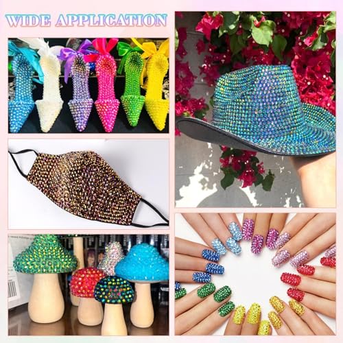 Glitzersteine Bedazzler Kit, 3mm Harz-Jelly-Strasssteine in Regenbogenfarben, Flachrücken-Strasssteine für DIY, Basteln, Nagelkunst, Kleidung & Schuhe, inklusive Pinzette