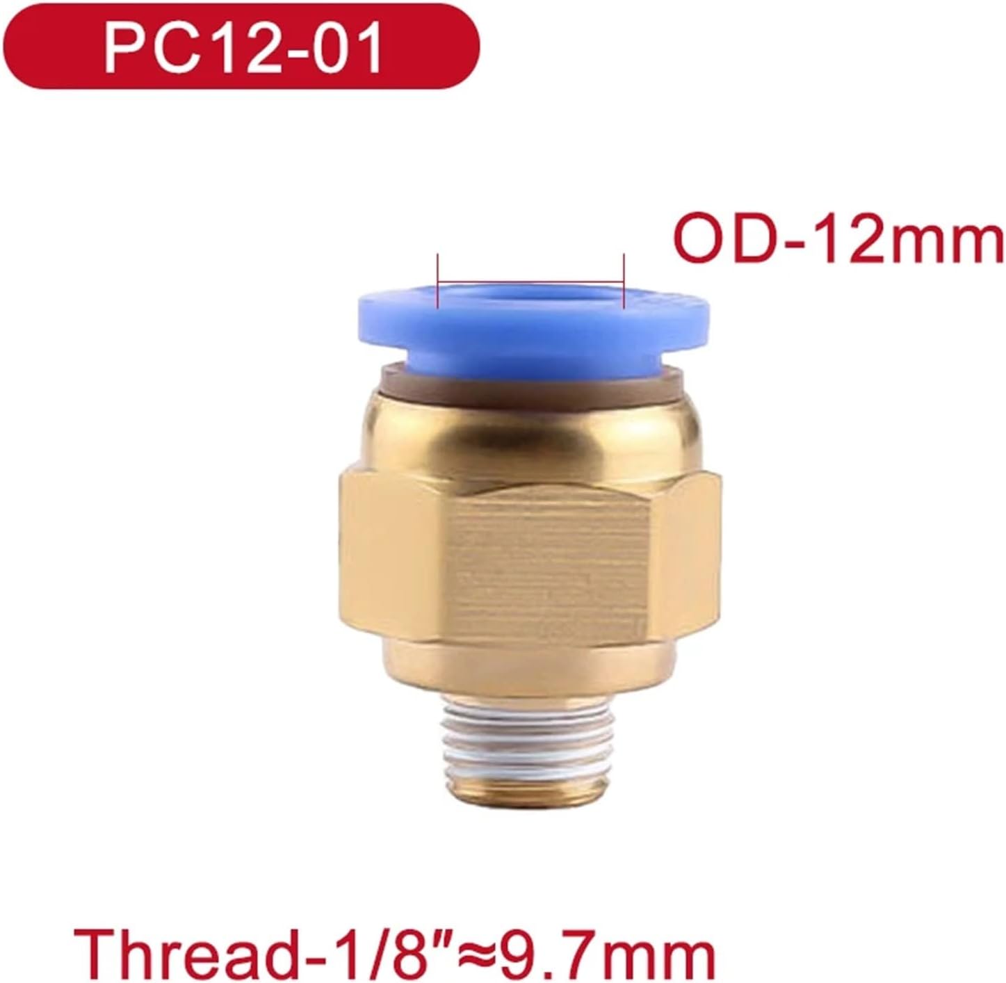 50/100PCS Pneumatic Air Connector Fitting PC 4/6/8/10/12mm Male Thread 1/8 1/4 3/8 1/2 Hose Fittings 4-m5 Pipe Quick Connectors(PC12mm-1I8,50 PCS)