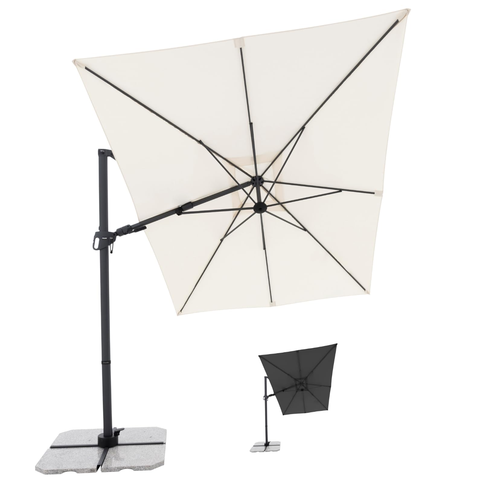 Doppler Style Sonnenschirm für den Garten | Ampelschirm 300 x 220 cm in Natur | um 360° drehbar | Sonnenschirm groß mit Standkreuz | neig- und schwenkbarer Pendelschirm für Garten & Terrasse