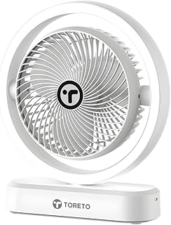 Toreto NeuraFan Portable Table Fan with LED Night Light, 1800mAh Rechargeable Battery, 270° Auto Oscillation, 120° Manual Price In India