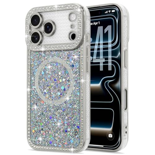 Lafunda �p�� iPhone 17 Pro Max �P�[�X MagSafe�Ή� �L���L�� ���� ���̎q �_�C�������h �}�O�l�b�g�J�o�[ ��l���� �����h�~ �Ռ��z�� �X���� �y���^ ���C�����X�[�d�Ή� �p�� �A�C�t�H�� 17 Pro Max �X�}�z